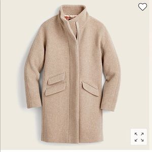 Cocoon coat in Italian stadium-cloth wool in Sandstone